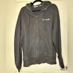 Timberland black logo zip up sweater with hoodie - men’s size M
